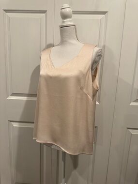 Zelda Blush Satin V-Neck Tank Top Plus Size 14